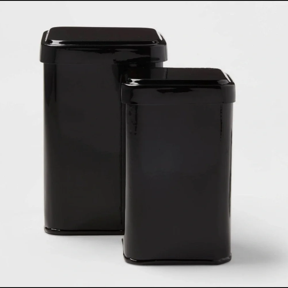 2pk Black Storage Tins
